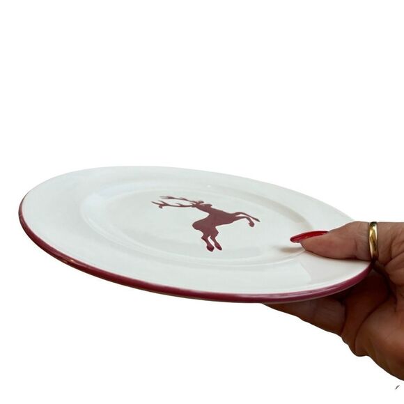 Bordeaux Wine Red Deer Gourmet Breakfast Plate 8 5/8” Gmundner Keramik Rare NWT - Picture 4 of 10